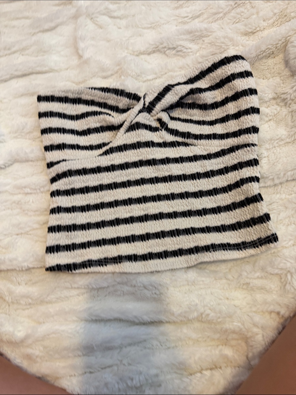Cream and black striped altar’d state cropped tube top